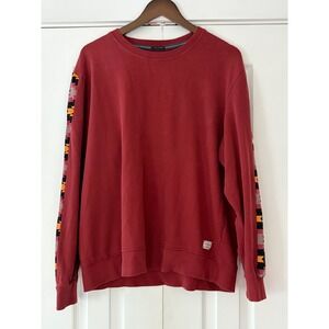 Jack & Jones Mens XL Jorfrato Sweat Crew Neck Burgundy Southwestern Tape Sleeve